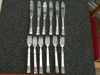 Oneida Hampton Court Community Plate Cutlery Pure Silver Overlaid… 6 Fish Eaters