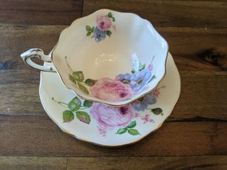 Paragon Large Cabbage Pink Rose Gold Tea Cup Teacup Saucer Double Warrant