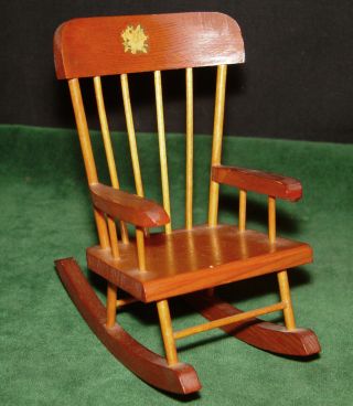 Vintage Handmade Wooden Spindle Back Rocking Doll Chair