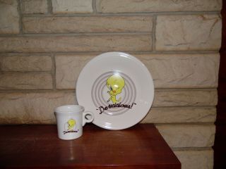 Fiesta Homer Laughlin Tweety Bird De - Wicious Dinner Plate And Mug