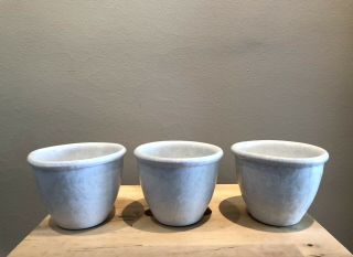 (set Of 3) Bennington Potters Vermont - Small Mixing Bowls - White On White Agate
