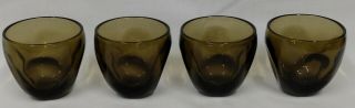 L2 Russel Wright Pinch Imperial Brown Mid Century Art Glass 3 1/8 Tumblers Set 4