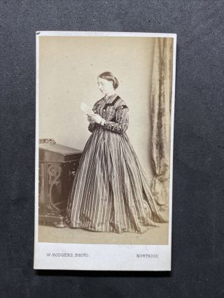 Victorian Carte De Visite Cdv: Lady Reading Davenport Desk: Rodgers Montrose