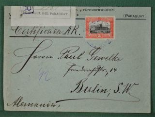 Paraguay Stamp Cover 1909 To Berlin Germany (l97)