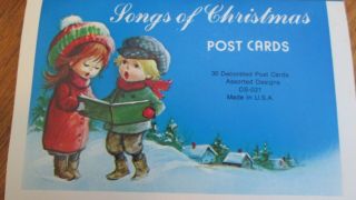 Vintage Christmas Post Cards Songs Of Christmas Cute Kids Stationery 62 Cards