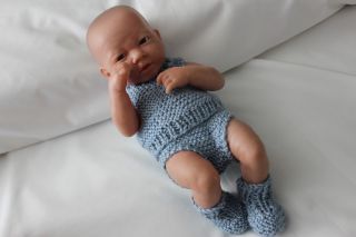 Born Berenguer Boy Baby Doll 14 " Vinyl Hand Knitted Clothing
