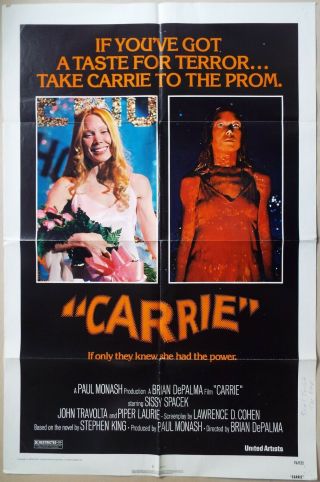 Carrie 1976 Brian De Palma Stephen King Sissy Spacek Us Poster