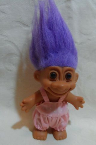 Vintage Russ 5 " Troll Doll Purple Hair/pink Sunsuit