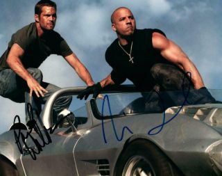 Vin Diesel Paul Walker Autographed 8x10 Photo Signed Picture And