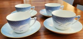 Vintage Set 4 Bing Grondahl B&g Denmark Seagull Tea/coffee Cups & Saucers 103