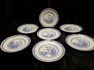 (7) Vintage Furnivals Blue Quail Bread/butter Plate No.  684771 - - 5 - 7/8 "