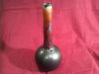 Vintage Royal Haeger Black Vase Mystic Volcanic Lava Glaze 10 1/2 "