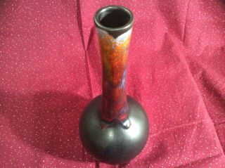 Vintage Royal Haeger Black Vase Mystic Volcanic Lava Glaze 10 1/2 
