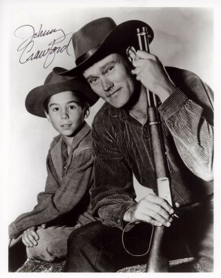 Johnny Crawford Signed " The Rifleman " Photo With Chuck Connors