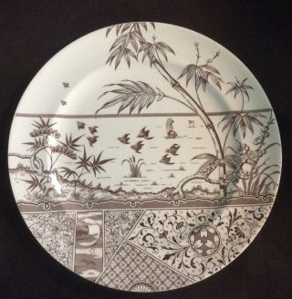 G&w Late Mayers :: 1875 Aesthetic Melbourne 10 1/2” Plate Brown Transferware Uk