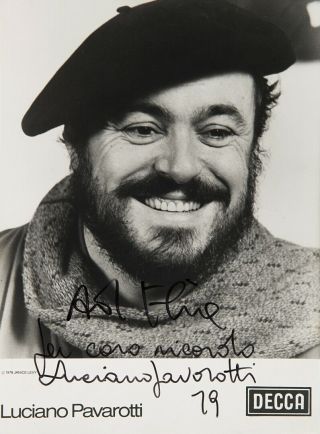 Photo Signed Luciano Pavarotti - Decca 1979