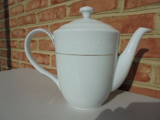 Noritake Whitecliff Porcelain Teapot Coffeepot Gold Edging 2