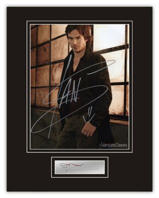 Vampire Diaries Ian Somerhalder (damon) Signed 14x11 Display V16