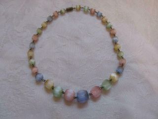 Vintage Faceted Pastel Glass Bead 12 " Necklace - Very Unique & Cute - Exc Cond