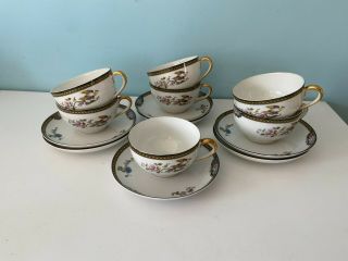 Noritake - Pheasant - Set Of 7 - Oversized - Cups & Saucers - 3 7/8 " - Rare