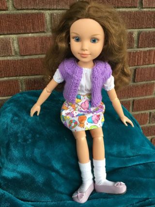BFC Ink 18” Doll Addison.  Brunette Straight Arms,  Jointed legs,  Knees 2