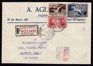 Uruguay 1930,  Air Mail Cover From Montevideo To Maywood