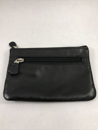 Vintage Black Leather Coin Purse Wallet Key Holder 5 " Pouch