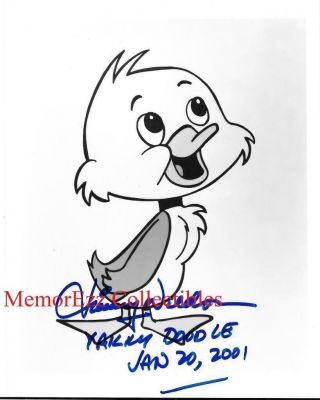 Yogi Bear Jimmy Weldon / Yakky Doodle Signed Autograph 8x10 B&w Photo