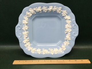 Wedgwood Embossed Queensware Cream On Lavender Square Handled Cake Plate 10 - 3/4 "