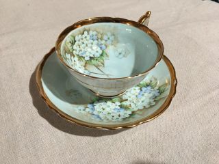 Paragon Teacup And Saucer By Appointment Blue Gold Flowers China Antique Vintage