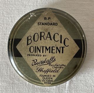 Vintage / Antique Empty Metal Burdalls Boracic Ointment Tin Mnt1