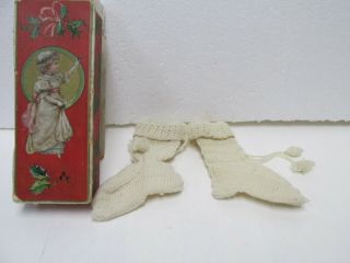 Vintage Crochet Baby Booties & Kibbe Chocolates Box Jrs172