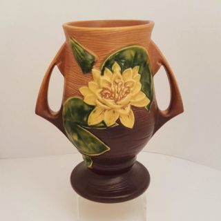Vintage Roseville Art Pottery Water Lily 2 Handle Vase 78 - 9 Usa 9 - 3/8 "