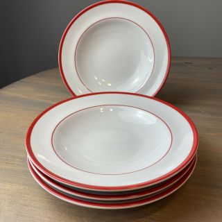 Williams Sonoma Brasserie Red Rimmed Soup Bowls Set Of 4