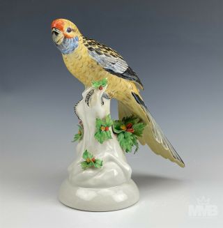 Mottahedeh Italy Italian Hand Painted Porcelain Parrot Bird Branch Figurine Rqr