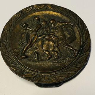 Awesome Vintage Football Solid Brass Or Bronze Belt Buckle 3 " X 2.  5 "