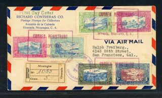 Nicaragua Us Constitution Postal History: Lot 5 1937 Reg Fdc Contreras $$$