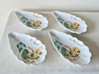 Set Of 4 Pillivuyt Avocado Bowls Made In France White Shell Shape Avocado Dishes