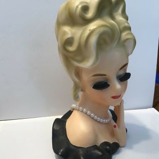 Lady Head Vase Planter Inarco E - 1753 (1964) Vintage Collectible Hand Up 3