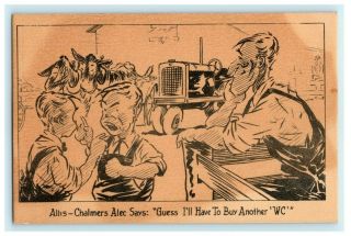 Allis - Chalmers Tractor Farmer Advertising Vintage Comic Antique Postcard
