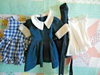 Vintage Terri Lee School Dress,  Slip & Checked Pinafore