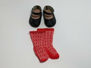 American Girl Molly Shoes And Socks Set Black Shoes And Red Socks
