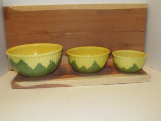 Vintage Shawnee Corn King Pottery 3 Piece Mixing Bowl Set 8,  6,  5