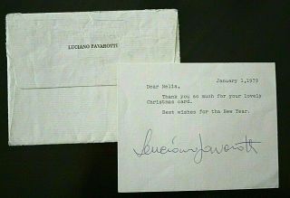Luciano Pavarotti Opera.  Signed Card Personalized Best Wishes 1979 Nyc Auto