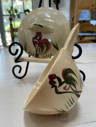 Watt Pottery,  Vintage,  Rooster Design,  French Handle,  Individual Casserole