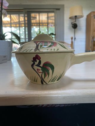Watt Pottery,  Vintage,  Rooster Design,  French Handle,  Individual Casserole 2