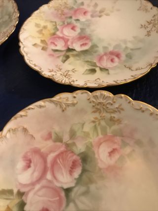 Antique Charles Ahrenfeldt Limoges France Depose China Plates 6 " Set Of 6 Roses
