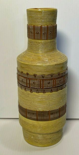 Mid Century Modern 12.  5 " Vase Italy Studio Art Pottery Raymor Bitossi Aldo Londi