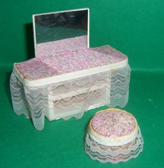 Vintage Dolls House Barton Dressing Table & Stool 16th Lundby Scale