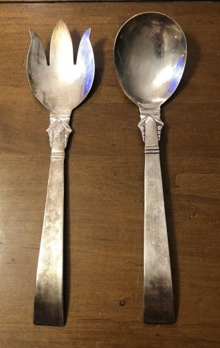 Large Vintage Masterpiece Silver Plate Japan Salad/ Serving Fork & Spoon